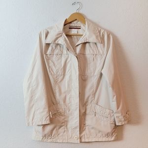 Vintage Beige Cream 90s Y2K Hooded Winbreaker Jacket Detachable Hood Small